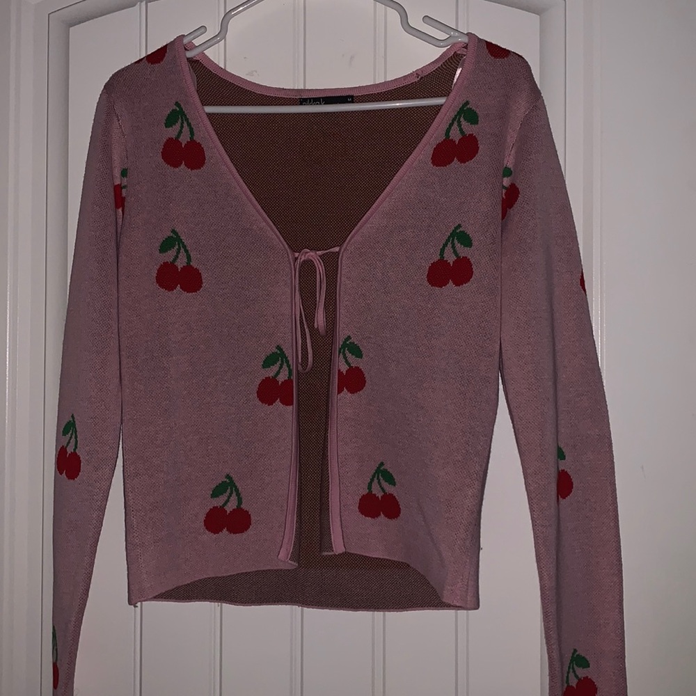 Nikka K cherry tie sweater cardigan size M